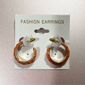 Small Gold & Orange Glitter Fashion Hoops